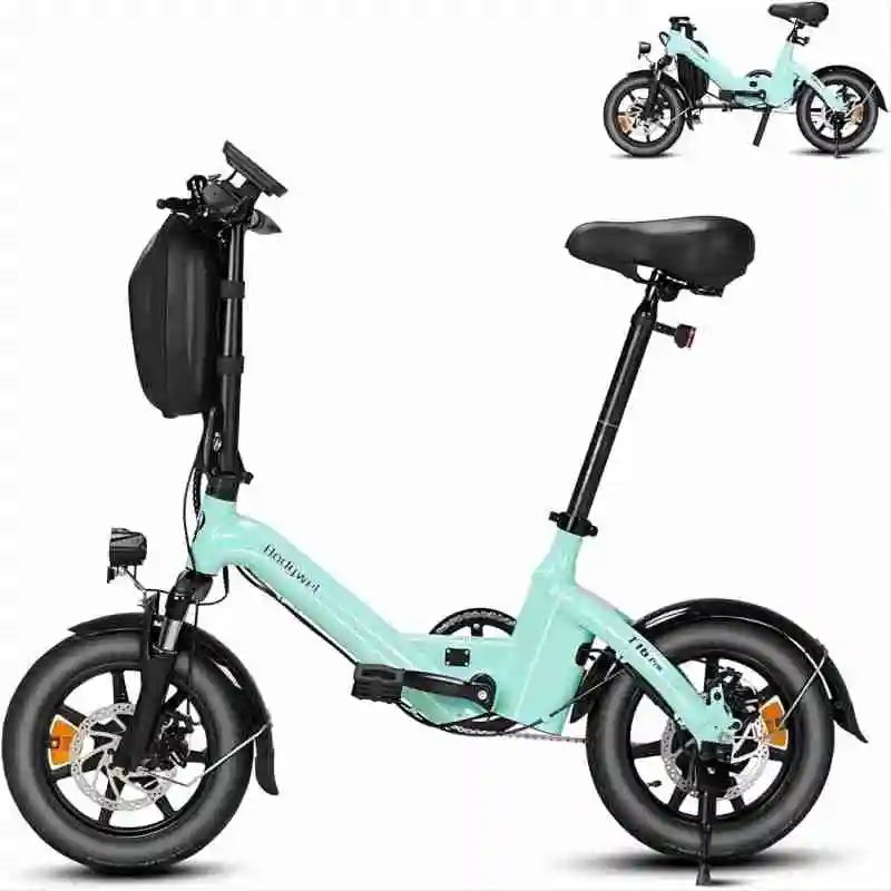 

Folding Electric Bike, 14 Inch Mini E-Bike, 4.5 Inch LED Display, 36V/7.8Ah Battery, Double Disc Brakes and Front Suspension