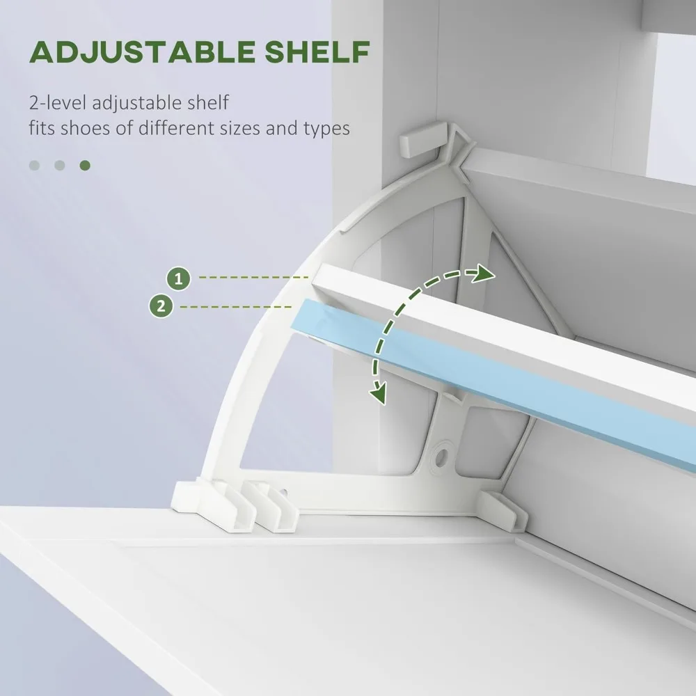 منظم خزانة الأحذية قائم بذاته مع أرفف قابلة للتعديل وأدراج قابلة للطي ودرج علوي للمدخل