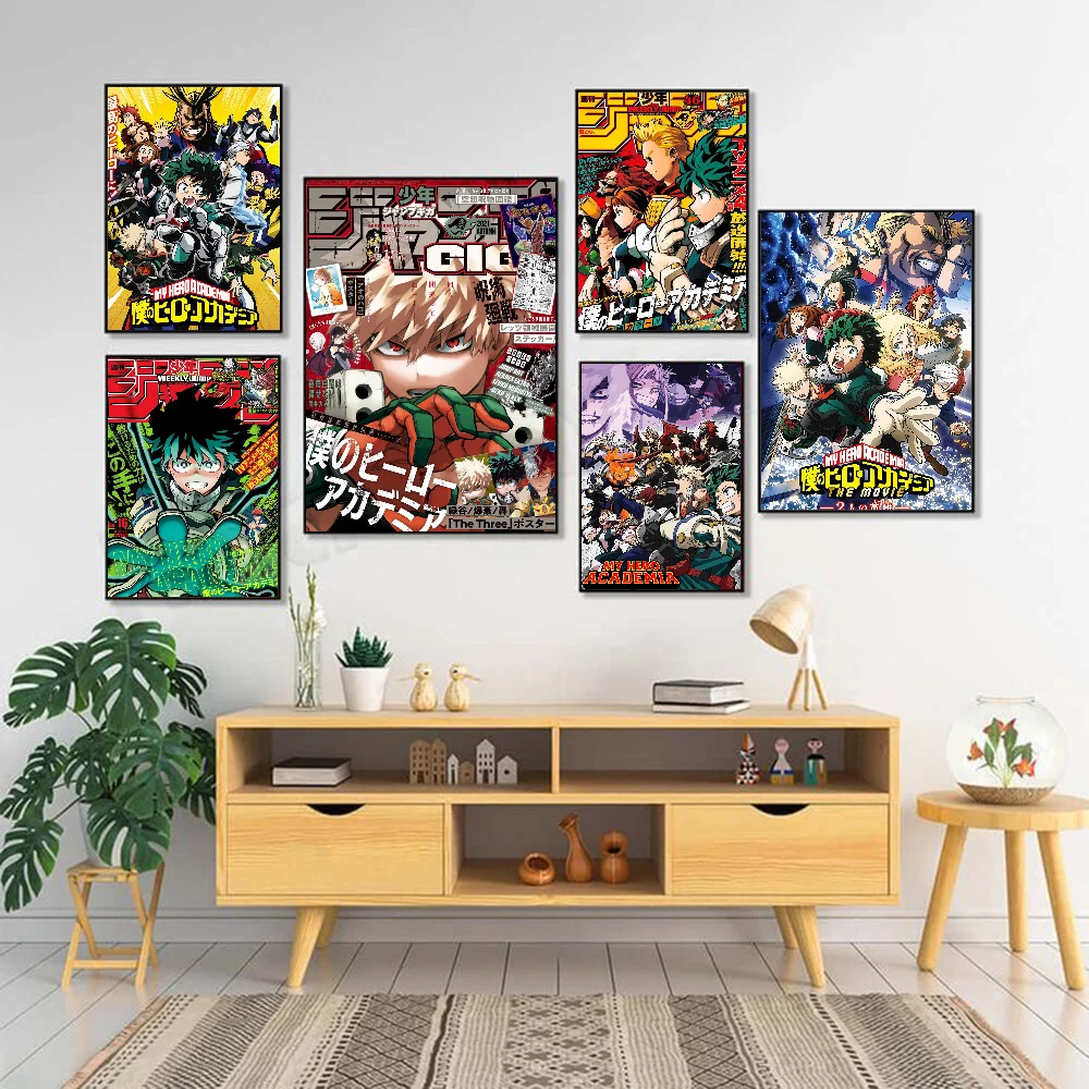 أنيمي Midoriya Izuku بطلي الأكاديمية ملصق رائع مقاوم للماء جدار الفن الفيلم الملصقات لغرفة المعيشة غرفة الرجعية ديكور هدية