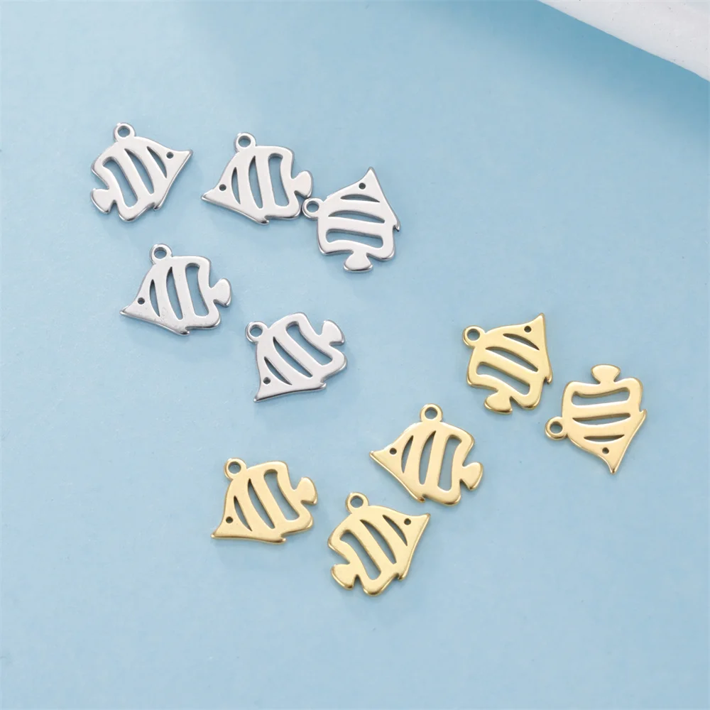 My Shape 5 pcs Fish Charms Dolphin Whale Shark Tropical Fish Stainless Steel Pendants for Necklace Bracelets DIY Jewelry Making - view 4