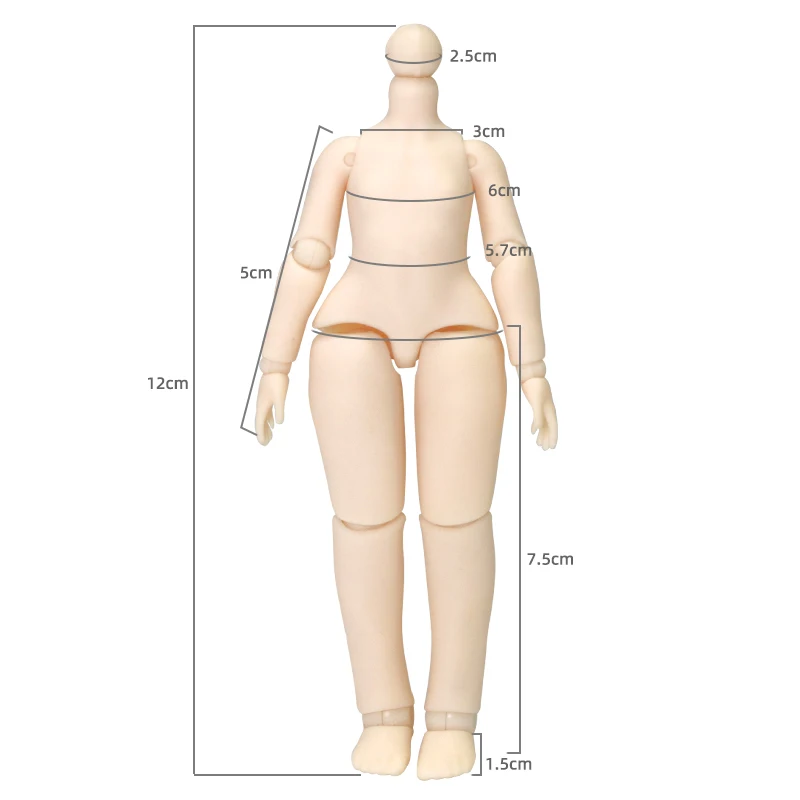 Ob11 Doll Body 1/12 BJD Doll Spherical Removeable Joint Body Doll For Penny, GSC Head, Molly, Obitsu 11, DIY Doll Accessories