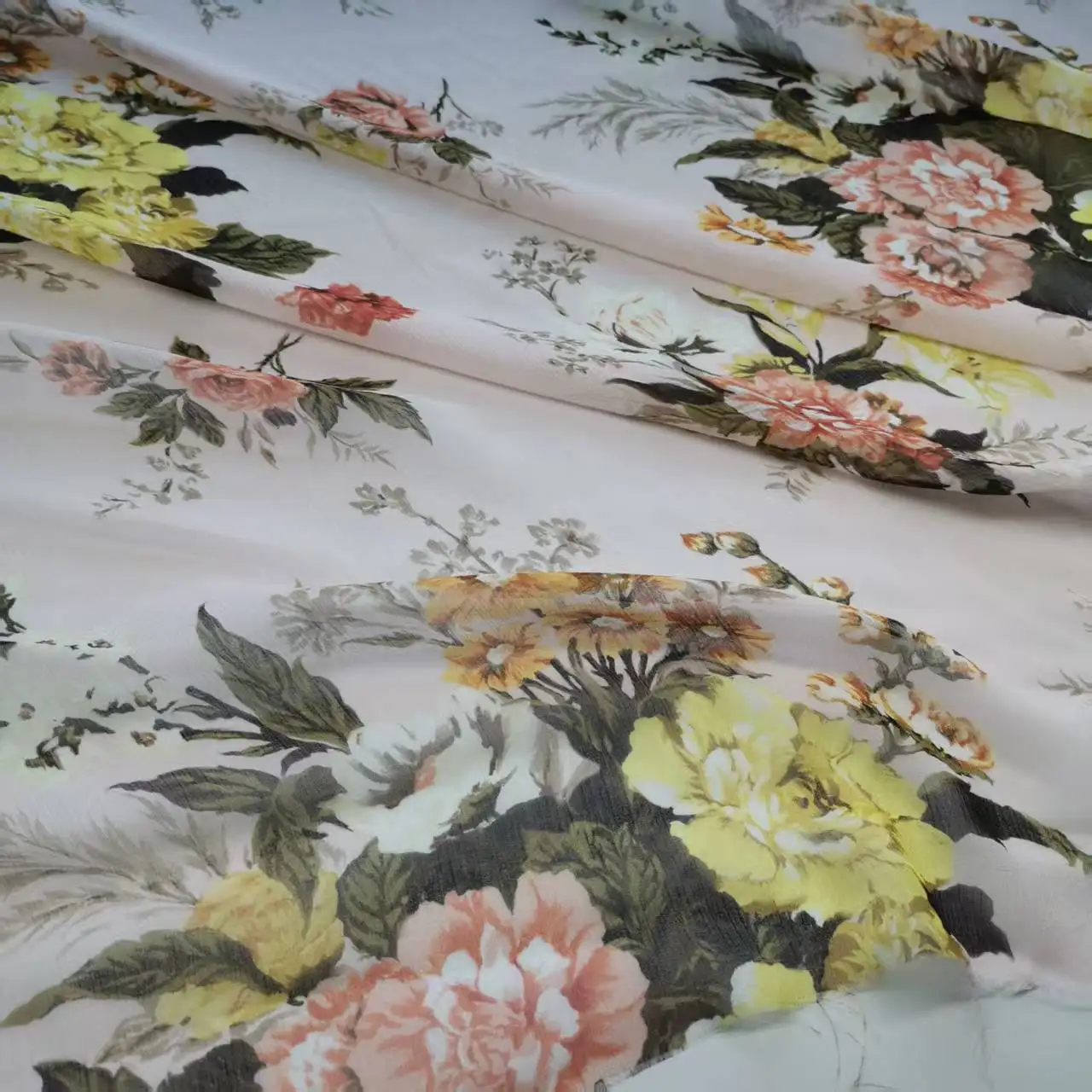 Tissu Soie Imprimé Doux et Respirant pour Jupe et Robe, InjCrepe Pure, Matériel de Bricolage, Été 2024