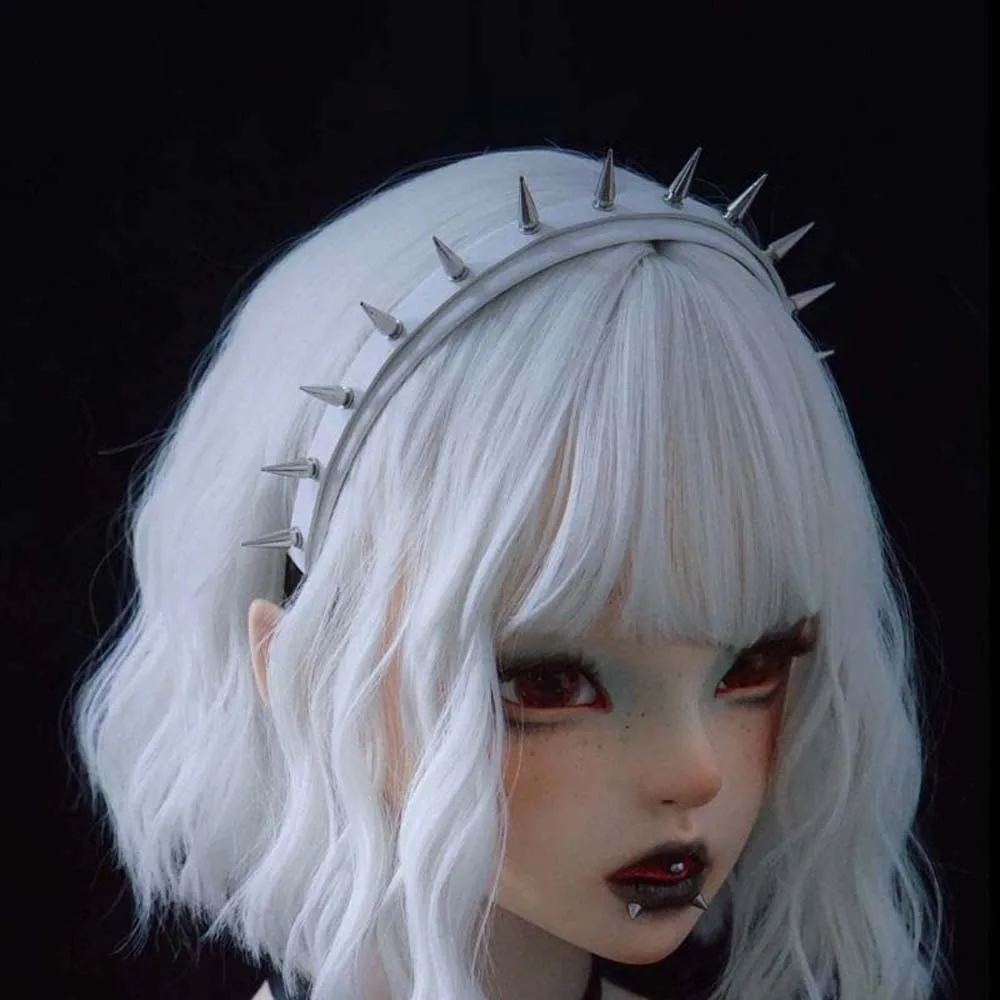 

Hollow Out Steampunk Hair Hoop Y2K Gothic Punk Rivet Headband Headwear Wide Side Leather Buckle Hairband Party