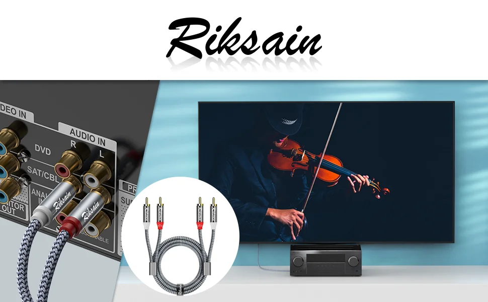 RCA Cable 2-RCA Male To 2-RCA Male Subwoofer Audio Cable Aux Stereo Audio Cord for HDTV Home Theater Console DVD Player Etc