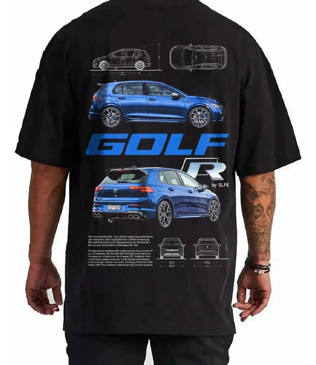 Men's Compact Hatchback Sport Car Vintage T-Shirt, Performance Blueprint Streetwear Graphic Washed Tee