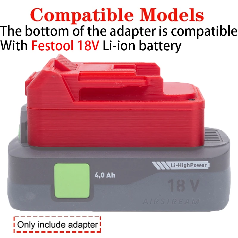 Adaptador de batería para Makita, convertidor de herramientas de iones de litio de 18V a Festool AIRSTREAM, adaptador de batería de iones de litio de 18V, accesorio de herramienta eléctrica