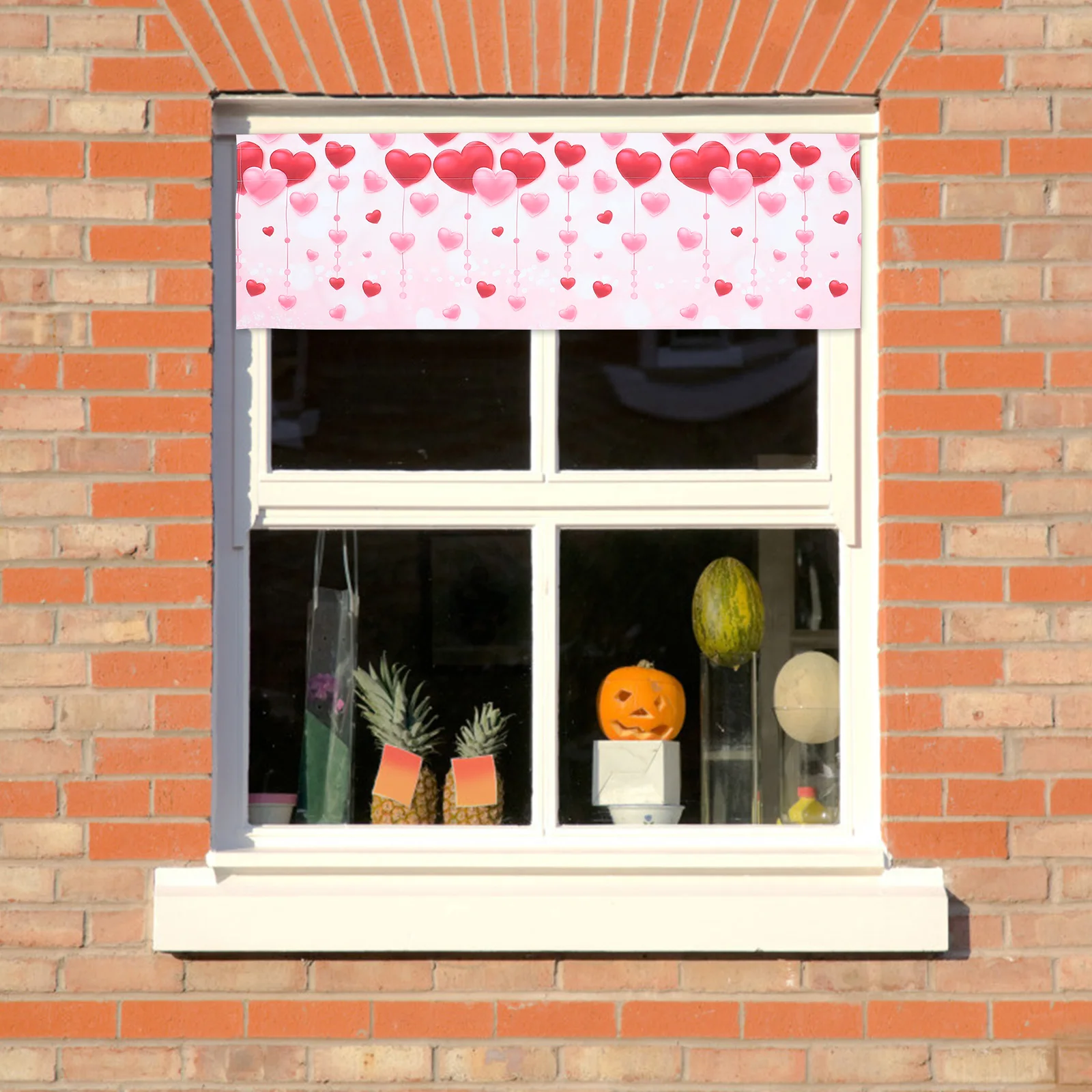 

Kitchen Window Curtains Short Home Decor Pongee Heart Prints Romantic Sweet Classic Visible Sun Blocking Simple Practical Great