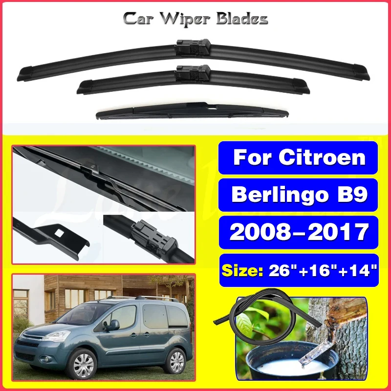 

Wiper Front Rear Wiper Blades Set For Citroen Berlingo B9 2008-2017 2009 2010 2011 2012 2013 Windshield Windscreen 26"16"14"