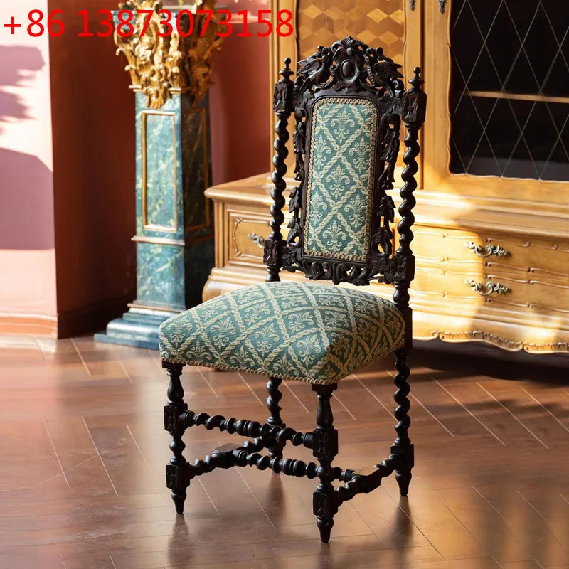 

Средневековый обеденный стул, французский ретро стул для отдыха, неоклассический книжный стол и стул с ручной резьбой