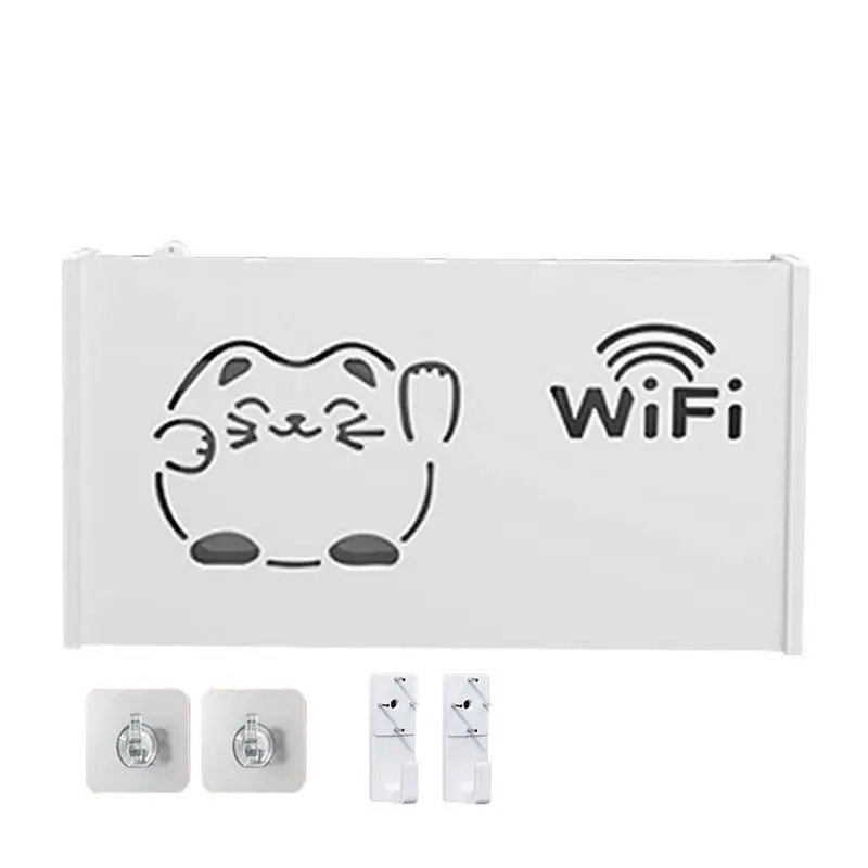 Router Storage Box Fortune Cat Router Hider Box For Wall Cute Router Organizer Box WiFi Router Holder For Remote Controls