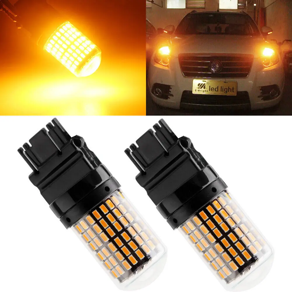 1X 1No Hyper Flash BA15S P21W BAU15S PY21W Front Rear Turn Signal Bulb Canbus Error Free Led Amber Yellow 3014 Chipset 144SMD