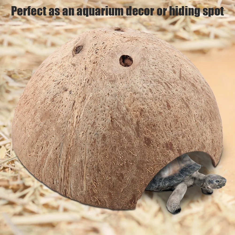 Reptile Coconut Cave Turtle Coconut Cave Reptile Hiding Cave Natural Coconut Shell Turtle Aquarium Hide House Decor