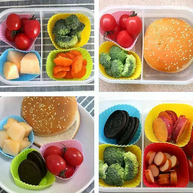 Silicone Lunch Box Dividers Bento Lunch Box Dividers Lunch Dividers Dish Cups Salad Dressing For Kids Lunch Accessories 12/24Pc