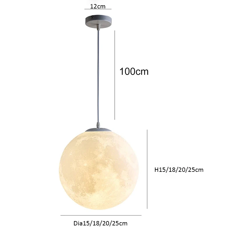 Nordic Ceiling Chandelire 3D Printing Moon Light Children\'s Room Bedroom Kitchen Pendant Lamp Indoor Decor Planet Small Chandeli