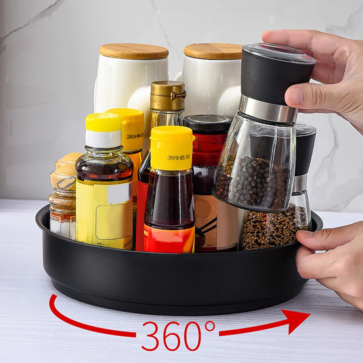 360° Rotating Storage Trays Stainless Steel Kitchen Spice Organizer Turntable Multifunction Bathroom Round Storage Carousel New