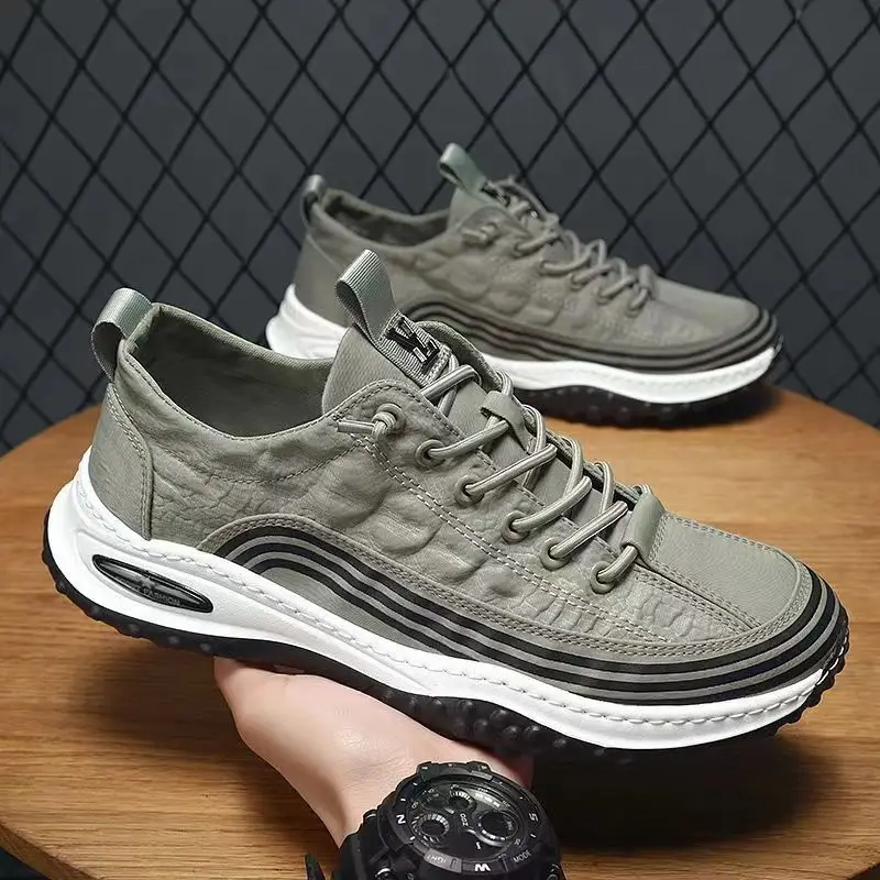

2025 New Men's Thin Breathable Casual Sports Shoes Trendy and Versatile Anti Odor Ice Silk Canvas Shoes Men's Vulcanize Shoes