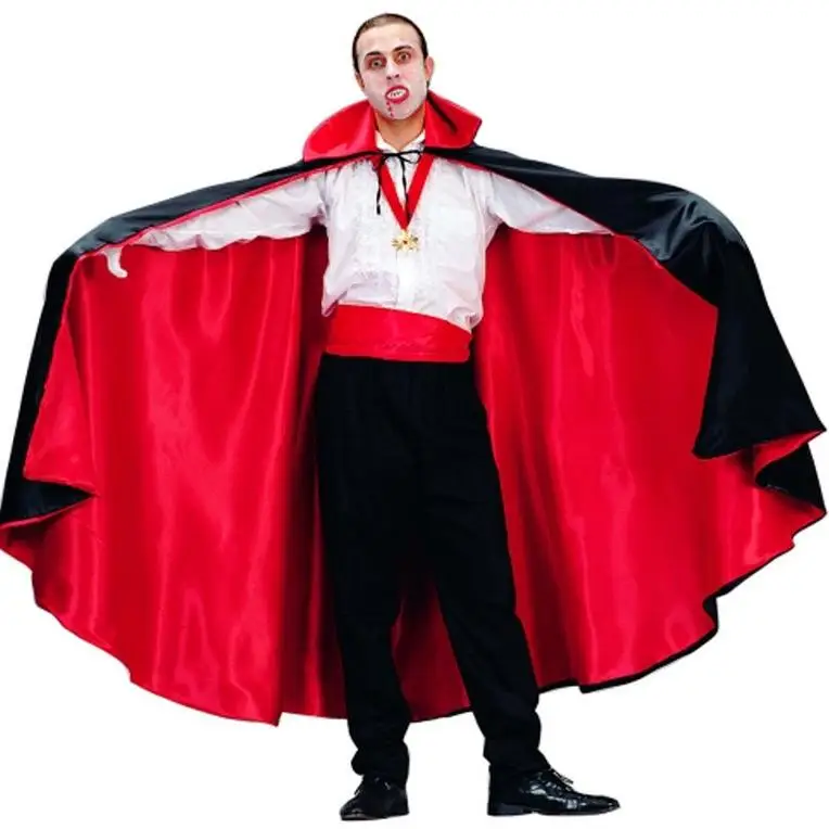 Capa de Vampiro Elástica Dupla Face, Vestível de Dois Lados, Estilo Robe de loween, Gola Alta, Corta-vento com Cinto, para...