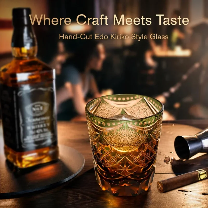 2026 Premium Whiskey Cups Nightfall Japanese Style Edo Kiriko Crystal Cutting Whisky Glass Sunset Rock Tumbler Mug Dropshipping
