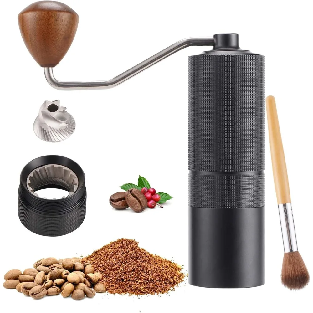 

Manual Coffee Grinder with Stainless Steel Burrs for Espresso, Pour Over, French Press, Travel and Home Use