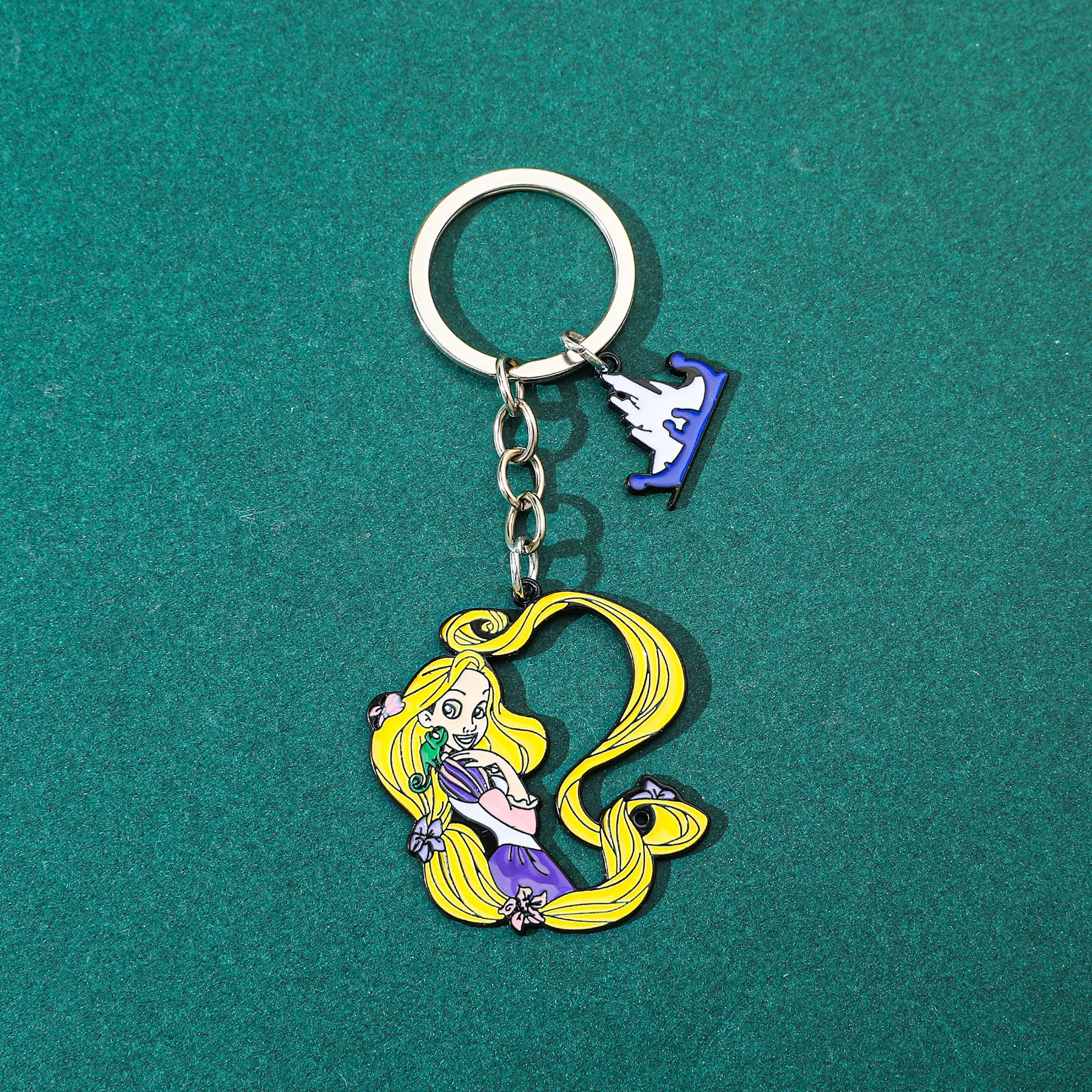 Anime Peripheral Cartoon Creative Disney Sweet and Cute Long Haired Princess Keychain Gift for Friends