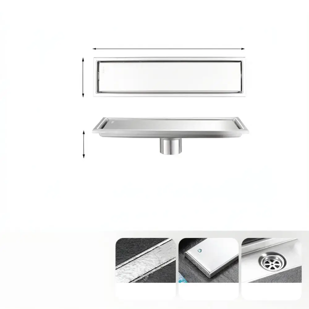 Invisible Tile Insert Floor Drain Long Rectangular Stainless Steel Bathroom Sewer Grate Modern Shower Waste Water Strainer