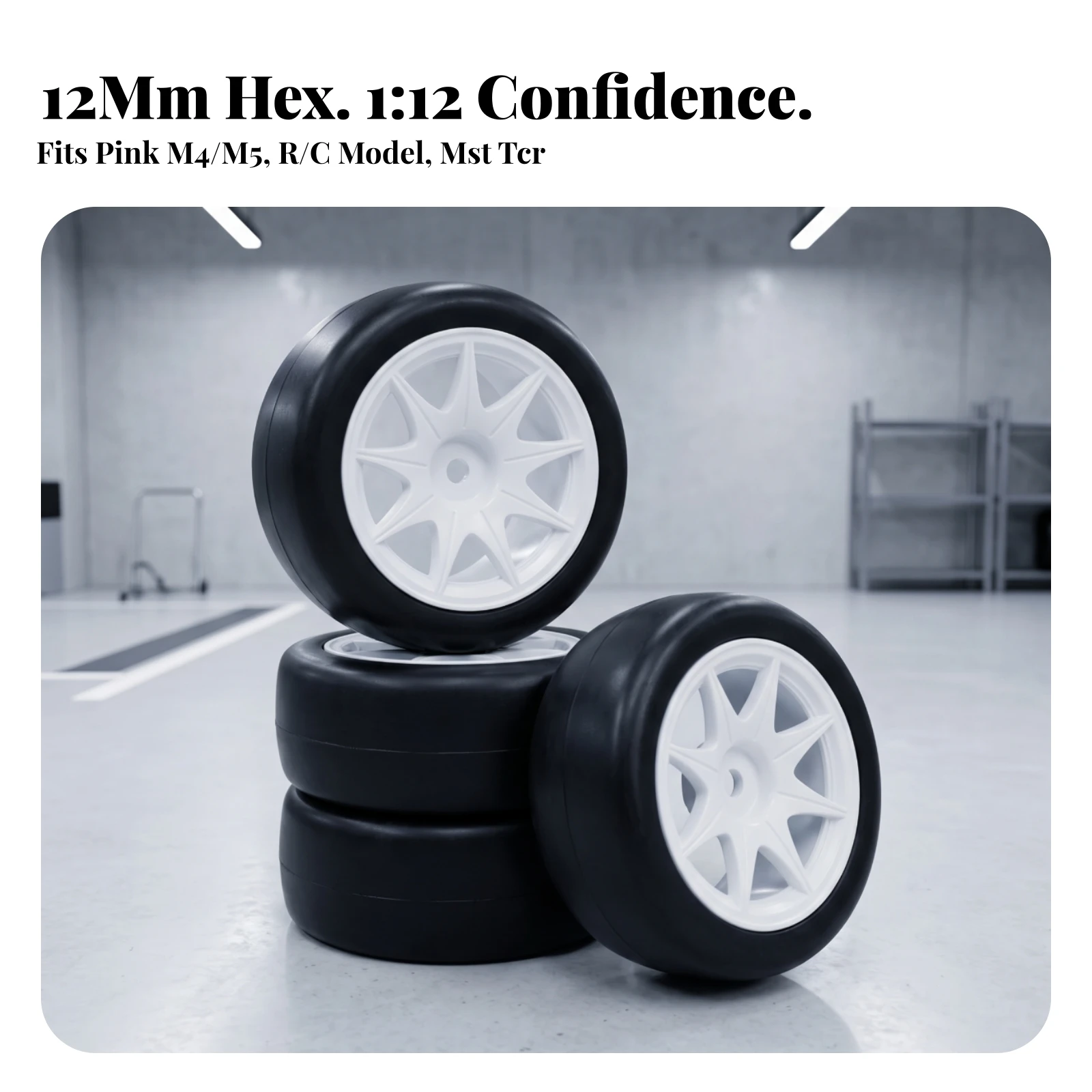 4 Pieces Model Car Tire Compatible RC Wheel Rim and Tire Set for Model Builders