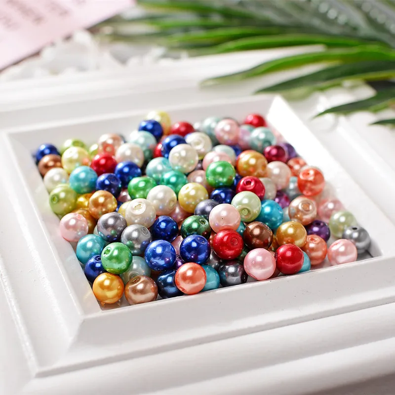 Mix Colors Glass Pearl Loose Imitation Round Beads DIY 3/4/6/8/10/12/14/16mm Necklace Bracelet Earrings Jewelry Making Materials