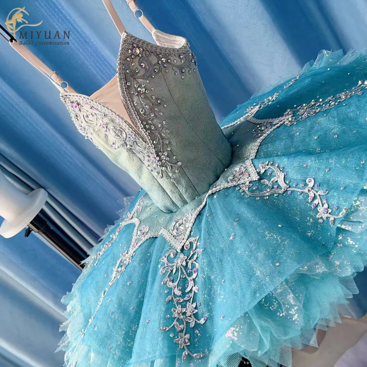 2024 blaue Vogel Silber Fee Pagita Variationen Tutu High-End profession elle benutzer definierte erwachsene Kinder Wettbewerb Kleid Frauen Kostüm