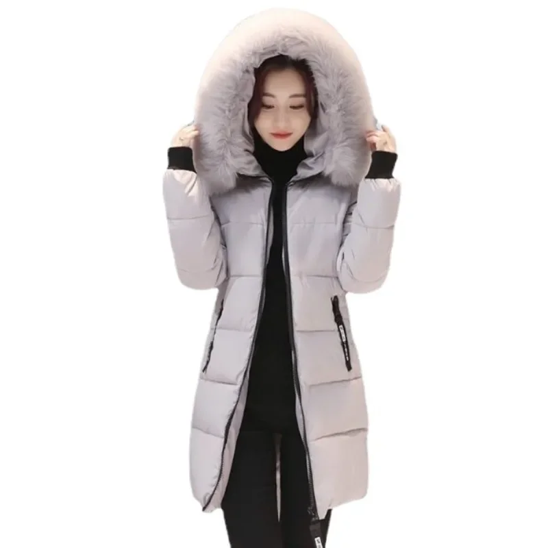 Parka décontractée à capuche en fourrure pour femme, coton CombLong, vestes optiques, pardessus femme chaud, hiver, 2024