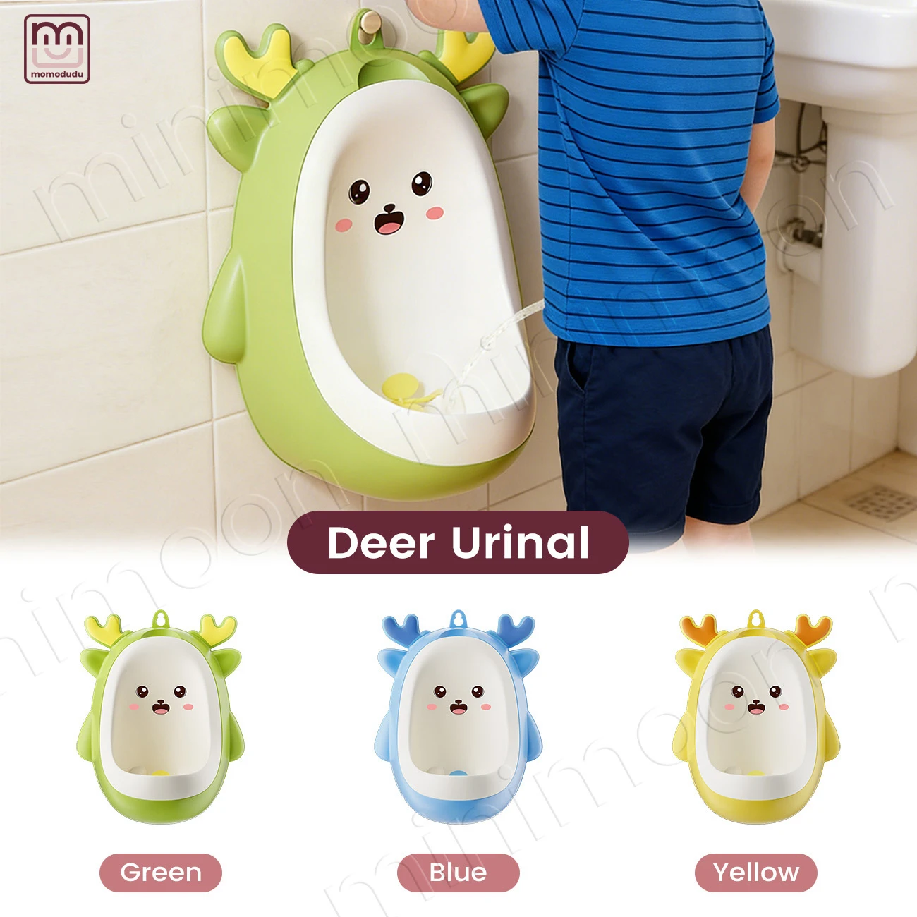 Portable Boy's Urinal with Splash Guard, Cute Deer Design & Target for On-the-Go or Home Potty Training