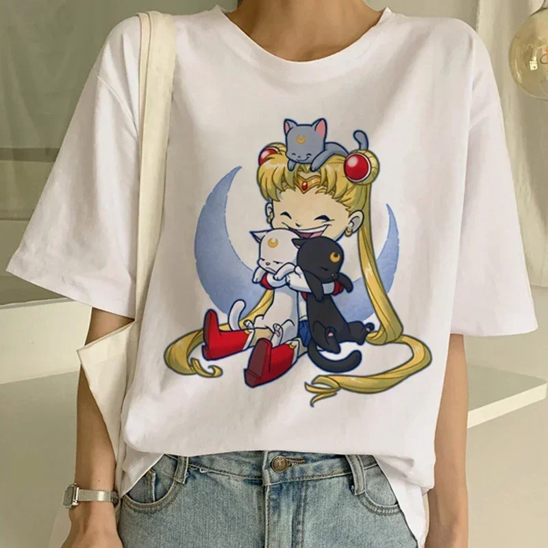 Harajuku T Shirt Women Aesthetic Mona Lisashirt Ullzang Vintage 90s tshirt Fashion Top Cat Tees Female T Shirts Tumblr Clothing
