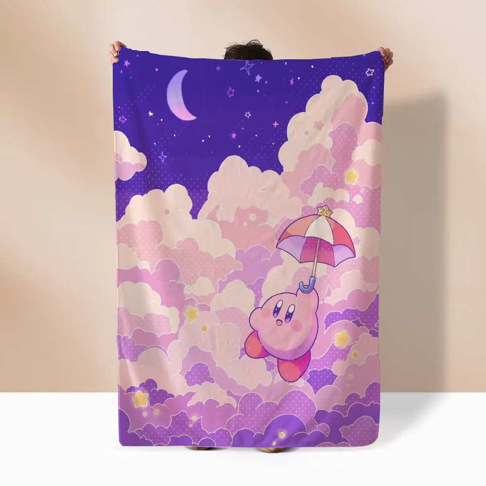 Kawaii Cartoon Kirbys Designer Throw Blanket Fluffy Custom Blankets Characters Home and Decoration Luxury Bedding Knitted Plaid