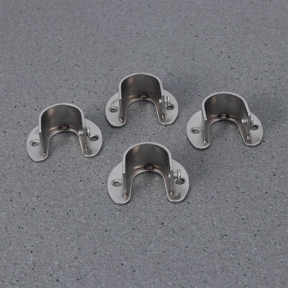 

6Pcs Stainless Steel Closet Pole Socket U Shape Rod Brackets Heavy Duty Oval Rod End Supports 25mm Hanging Curtain Clothes
