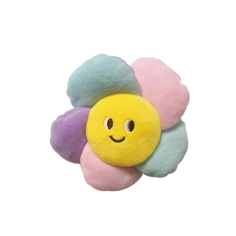 new lovely Personalized Cartoon Plush Smiling Face Sunflower Doll Pendant soft Book Bag Keychain Doll couple kids gift