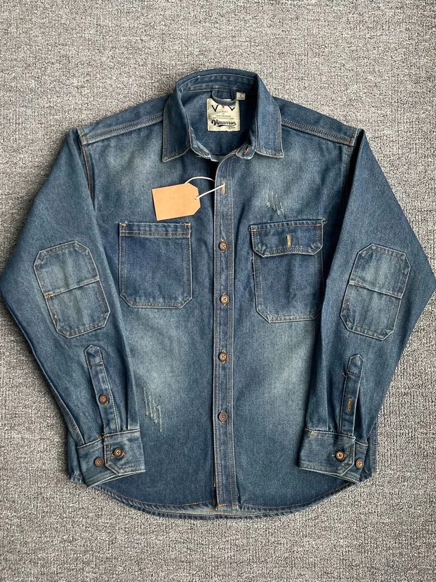 

Large Size Heavyweight Biker Workwear Hard Man Improved Hunting Denim Jaet American Retro Big ket Casual Coat for Men