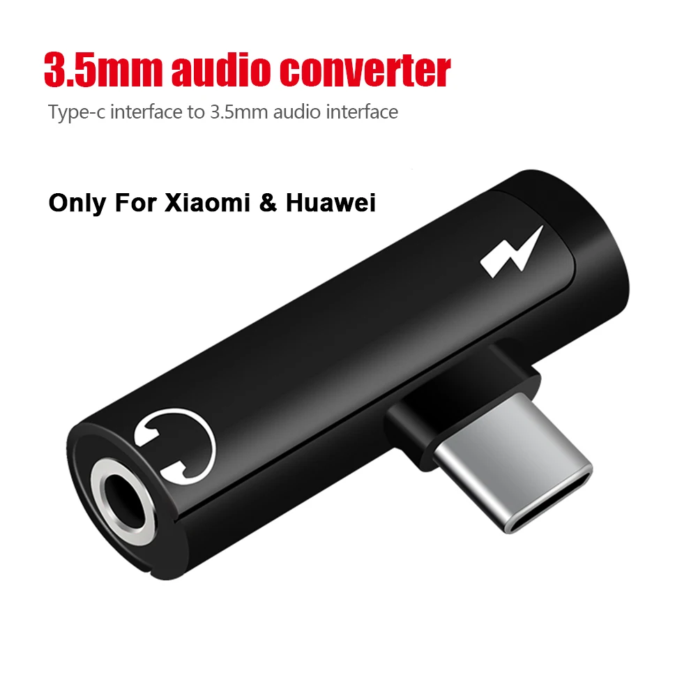 Type C Dual-port Audio Adapter To 3.5Mm Jack Headphone 2-in-1 Adapter Audio Charger Dispenser Accessories Only For Xiaomi Huawei