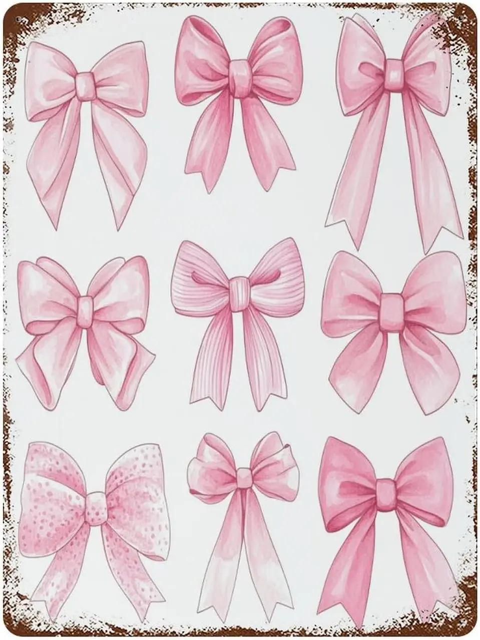 HighonHi Cute Pink Bows Tin Sign Cartoon Vintage Metal 16×12 for Home Bedroom Patio Signs And Decoration Outdoor Bar Garden Kitc