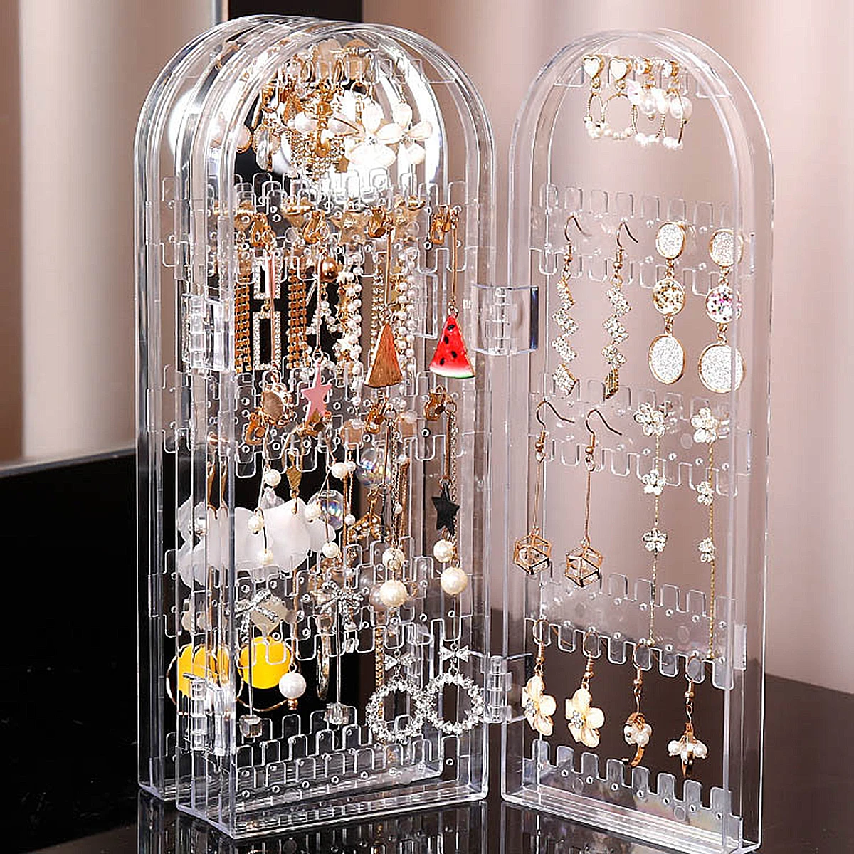

Earring Holder Jewelry St ganizer Door Screen Rack Acrylic Display Foldable Clip Storage Solution Premium Plastic