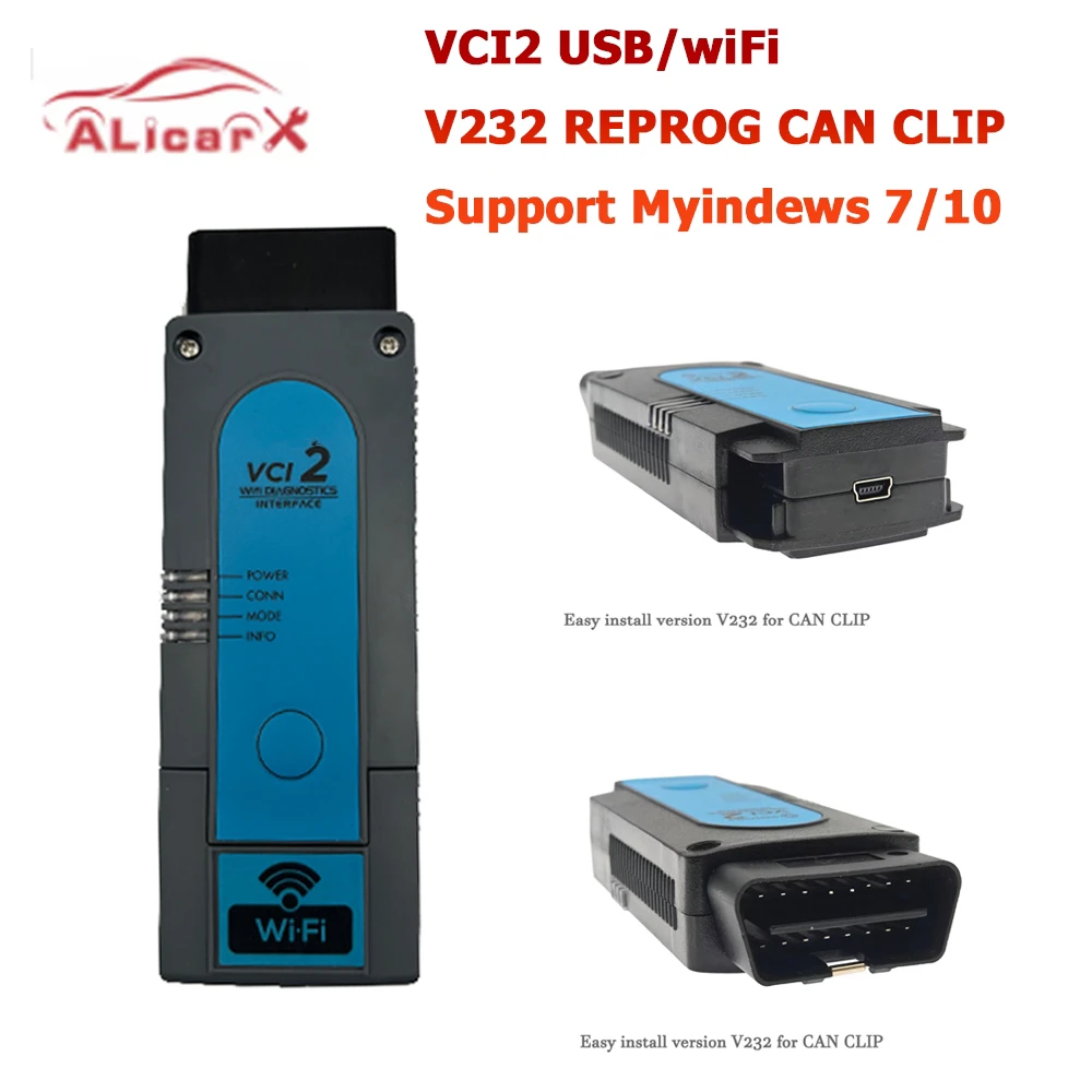

Can Clip vci2 WiFi автомобильная диагностика V232 программа Canclip Windows7/8/10 REPROG CAN CLIP VCI-2 автомобили OBD2 ремонт сканер инструмент