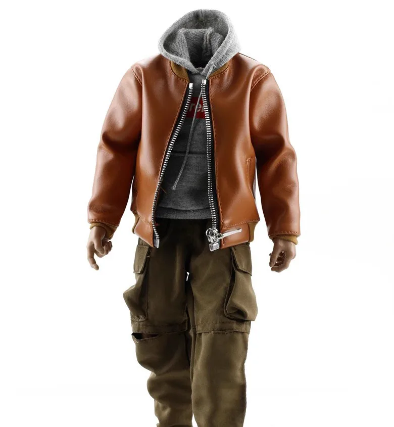 1/6 Male Soldier Trendy Casual Leather Clothing High Quality Soft PU Leather Material Model For 12'' Action Figure Body In Stock