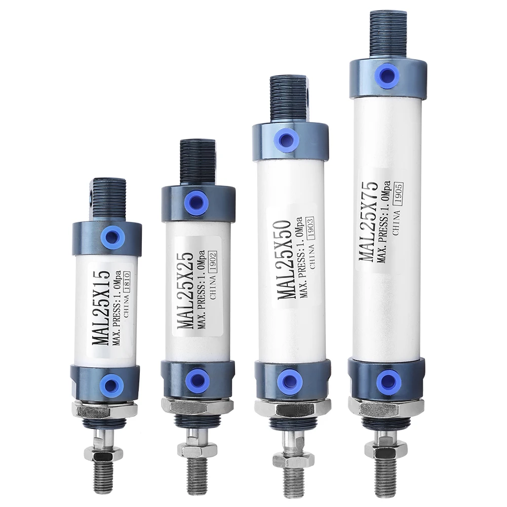 Pneumatic Cylinder Aluminum Alloy Single Rod Pneumatic Cylinder 25mm Air Cylinder G1/8 inch Reciprocating for Valve Switching