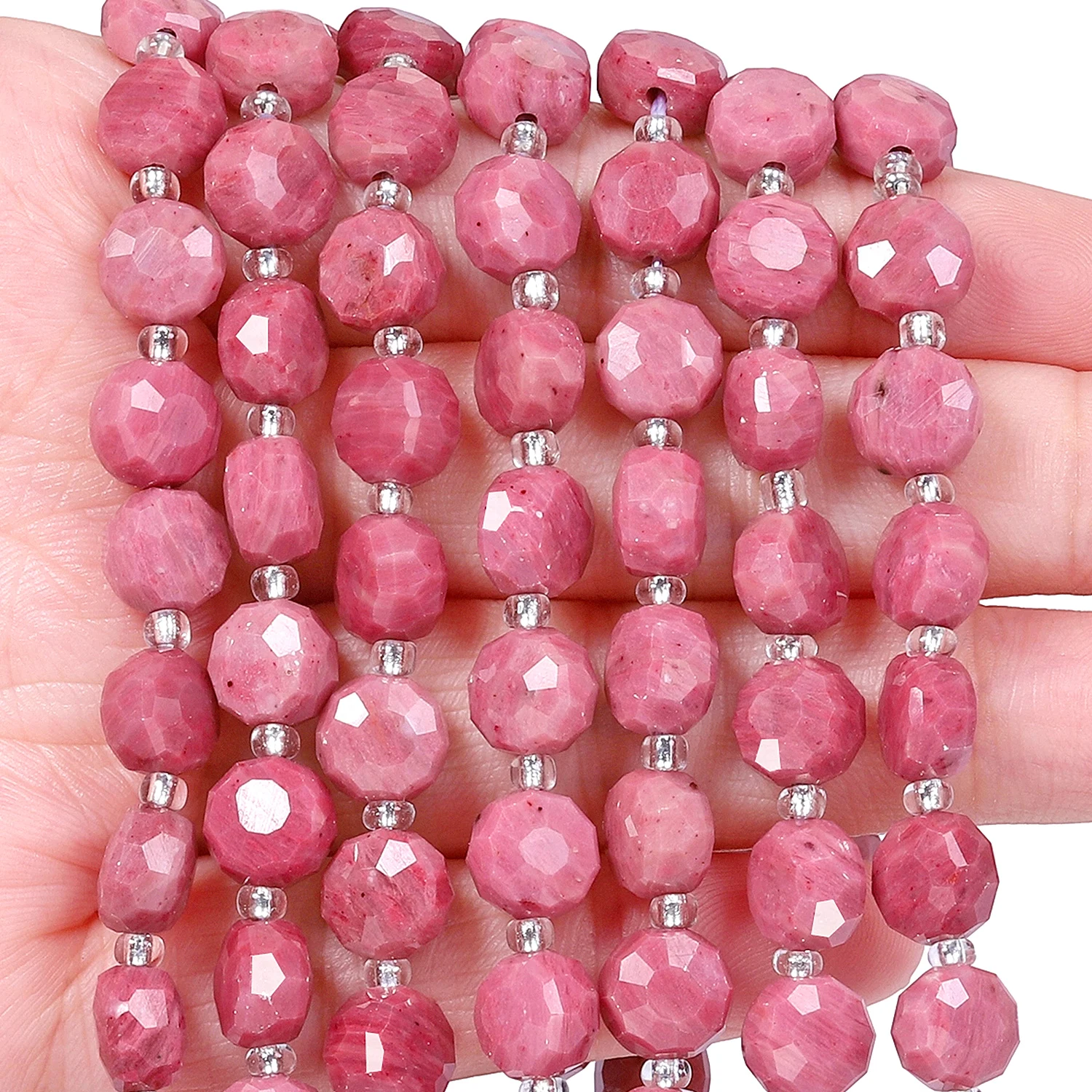 Natural Rhodonite Gems Stone Beads 8x5mm AAA Faceted Flat Round Coin Shape Beads for Jewelry Making Diy Accessories