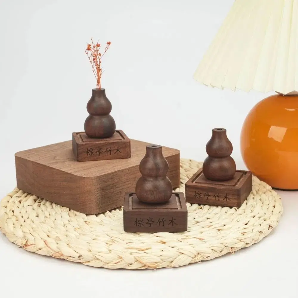 

Desktop Ornament Wood Oil Diffuser No-Oil Wooden Base Oil Fragrance Diffuser Fresh Air Portable Flower Arrangement Bottle
