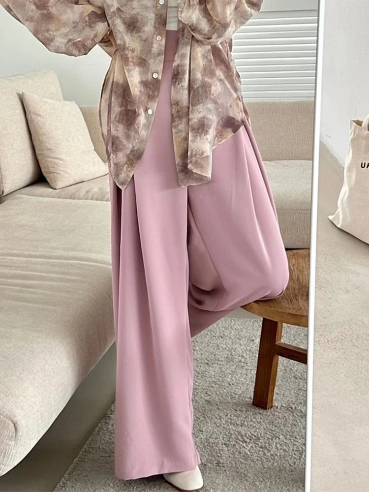 Wide Leg Pants Women's Summer New Korean High Waist Loose And Versatile Slim Elegant Fashion Straight Casual Mopping Trousers