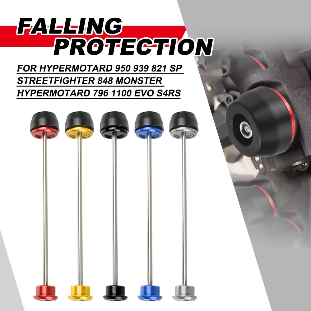 

For Ducati Hypermotard 950 939 821 SP Streetfighter 848 Monster Hypermotard 796 1100 Evo S4RS Rear Wheel Axle Fork Crash Sliders