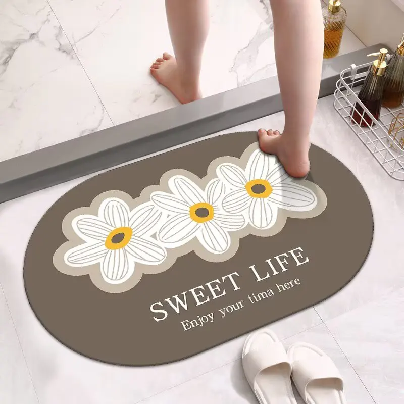 سجادة أرضية المرحاض للحمام، سجادة قدم غير قابلة للانزلاق، باب المرحاض، سجادة سريعة الجفاف، سجادة ماصة للطين
