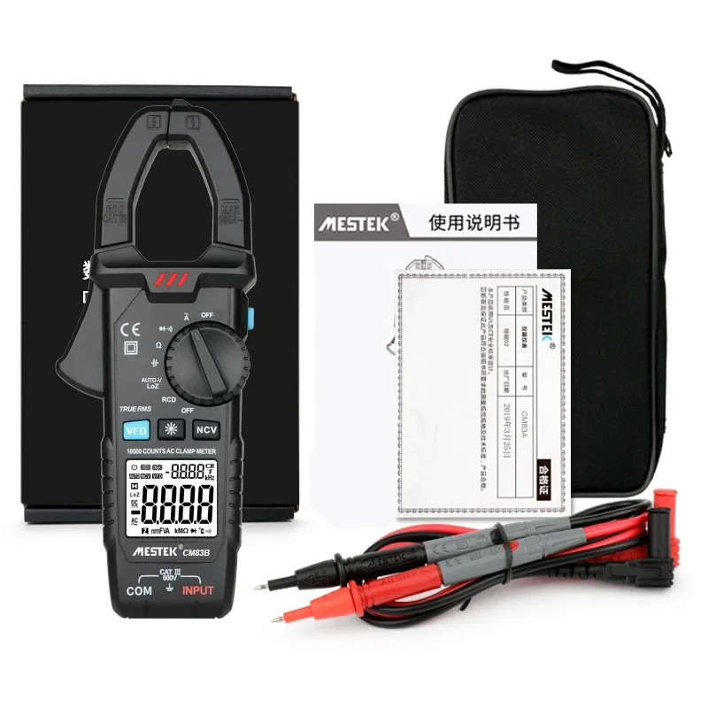 

CM83B Digital Clamp Meter 600A AC Current AC/DC Voltage Ohm True RMS Auto Range VFD Capacitance NCV Tester Ammeter Multimeter