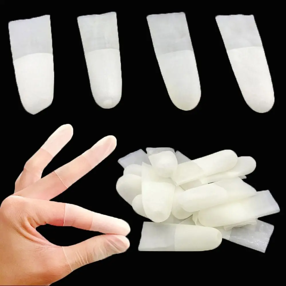 100PCS Latex Disposable Finger Cover Transparent Frosting Nail Art Tool Anti-static Finger Cots Non-slip Protector