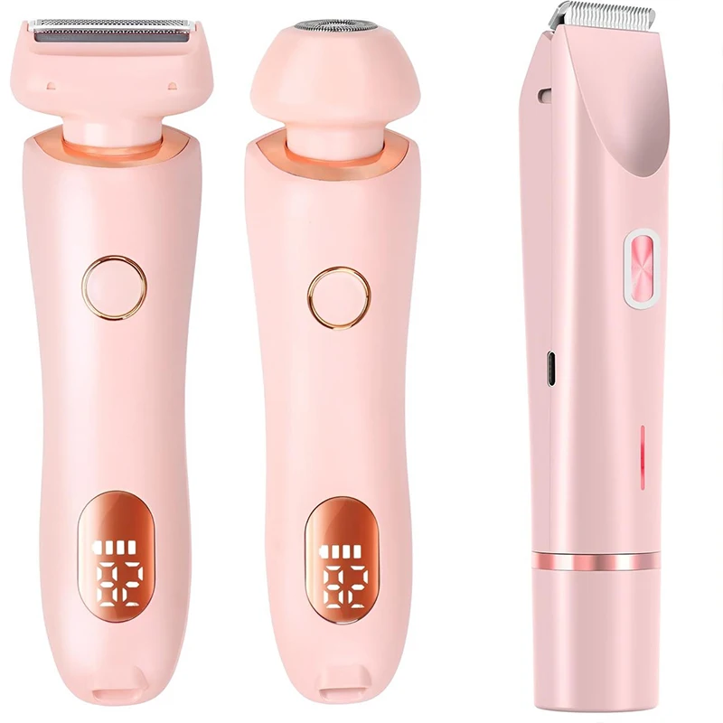 Herramienta de afeitadora 2 en 1 para mujer, depiladora eléctrica resistente al agua de doble cabezal, depiladora eléctrica recargable para cara y cuerpo