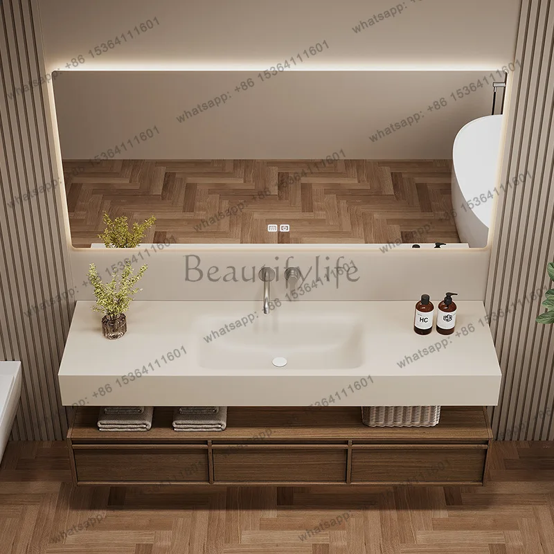 Rock Slab Seamless Integrated Basin Combination Antique Bathroom Hand Wash Washbasin Bathroom Furniture